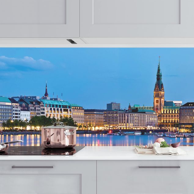 Kitchen splashback architecture and skylines Hamburg Skyline