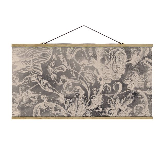 Fabric print with poster hangers - Withered Flower Ornament I