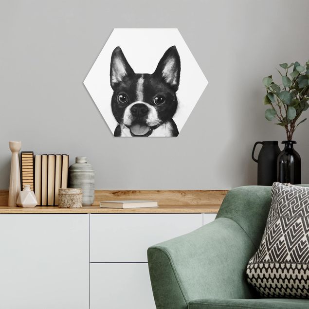 Forex hexagon - Illustration Dog Boston Black And White Painting