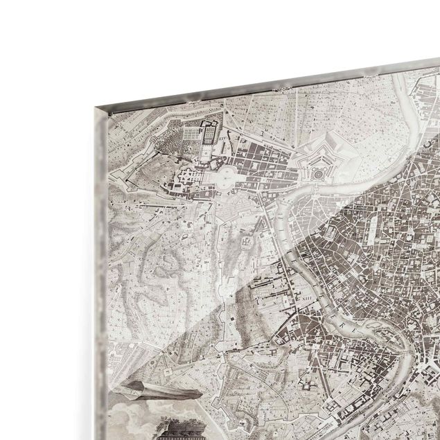Glass Splashback - Vintage Map Rome - Landscape 3:4