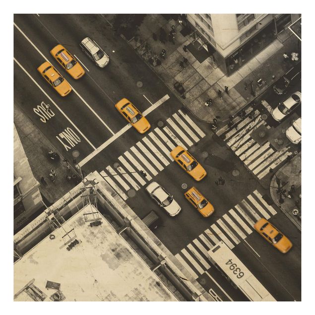 Wood print - New York City Cabs