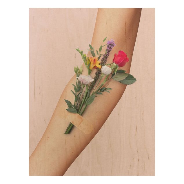 Print on wood - Arm With Flowers