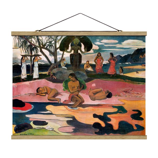 Fabric print with poster hangers - Paul Gauguin - Day Of The Gods (Mahana No Atua)