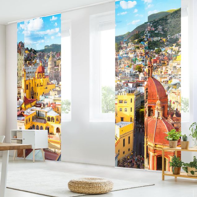 Sliding panel curtains set - Colourful Houses Guanajuato