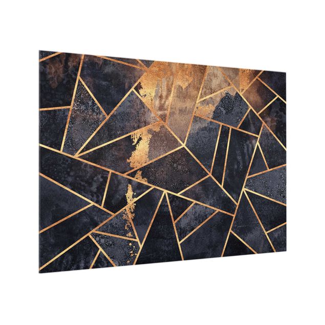 Glass splashback abstract Onyx With Gold