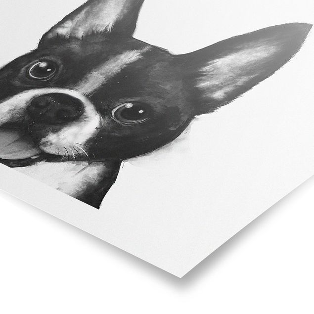 Poster - Illustration Dog Boston Black And White Painting