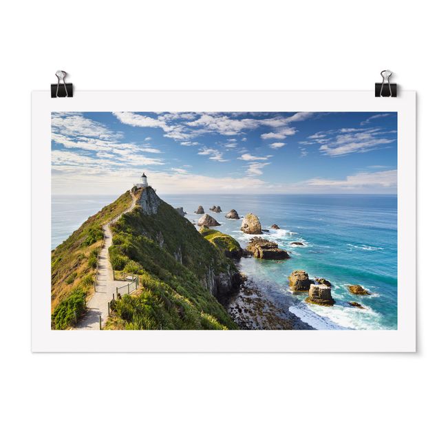 Poster - Nugget Point Lighthouse And Sea New Zealand