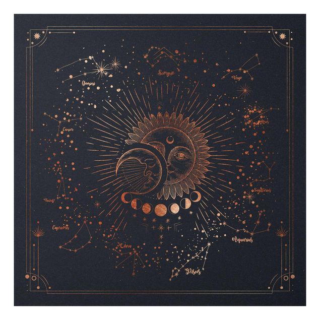Print on forex - Astrology Sun Moon And Stars Blue Gold