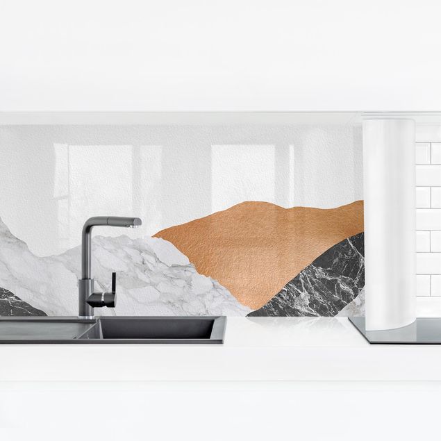 Kitchen wall cladding - Landscape In Marble And Copper