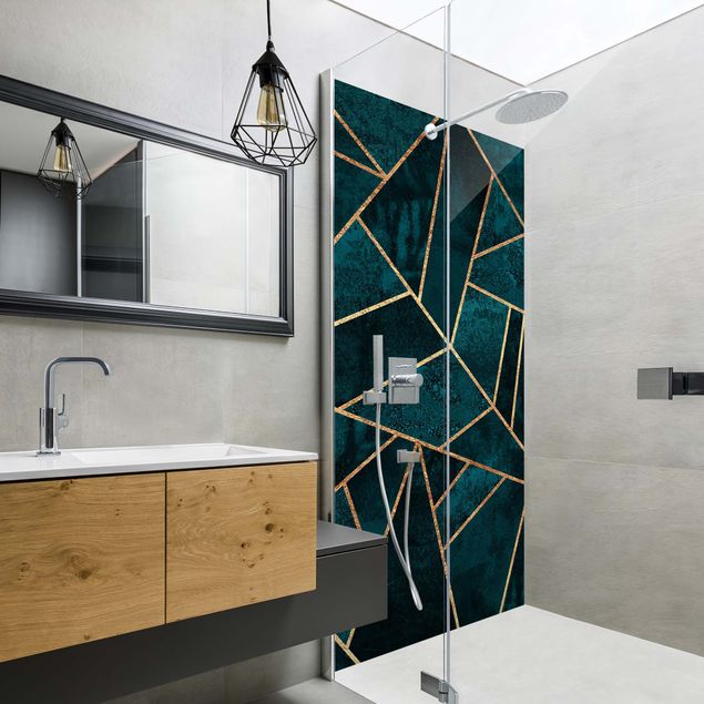 Shower panels Dark Turquoise With Gold
