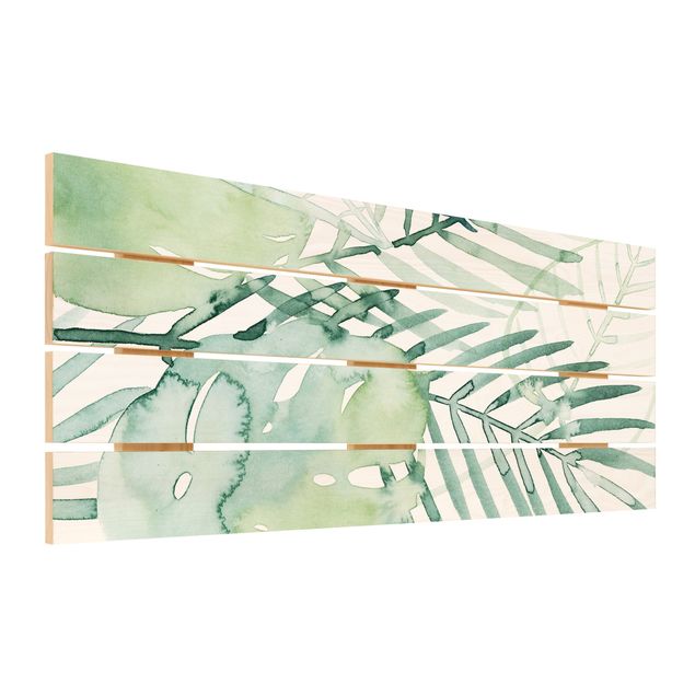 Print on wood - Palm Fronds In Watercolour I