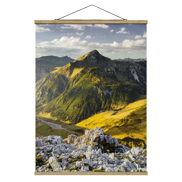 Fabric print with poster hangers - Mountains And Valley Of The Lechtal Alps In Tirol