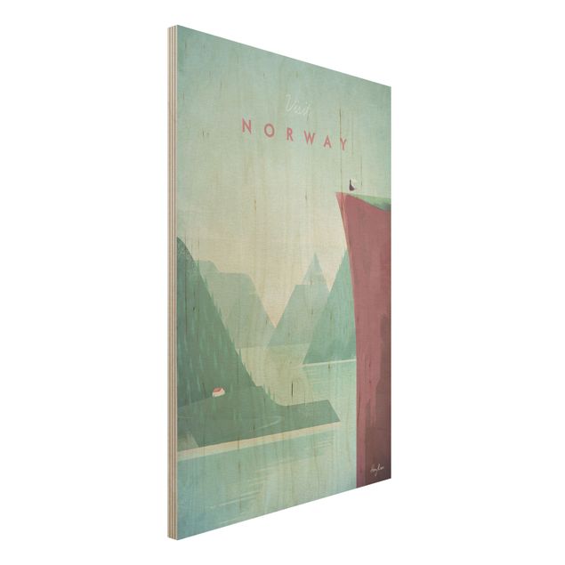 Print on wood - Travel Poster - Norway