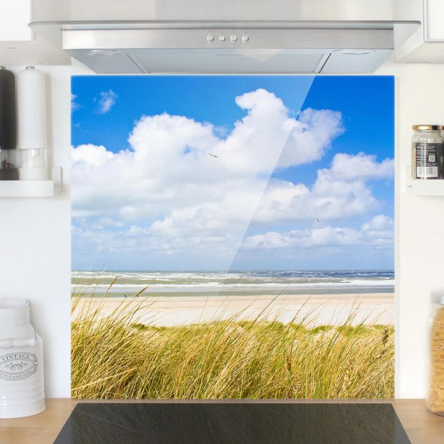 Glass splashback kitchen landscape At The North Sea Coast