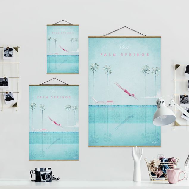 Fabric print with poster hangers - Travel Poster - Palm Springs