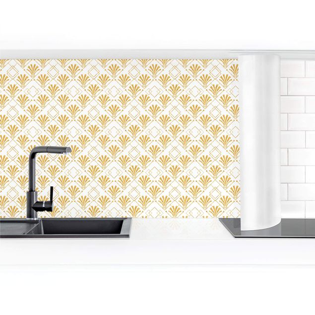 Kitchen wall cladding - Glitter Optic With Art Deco Pattern In Gold II