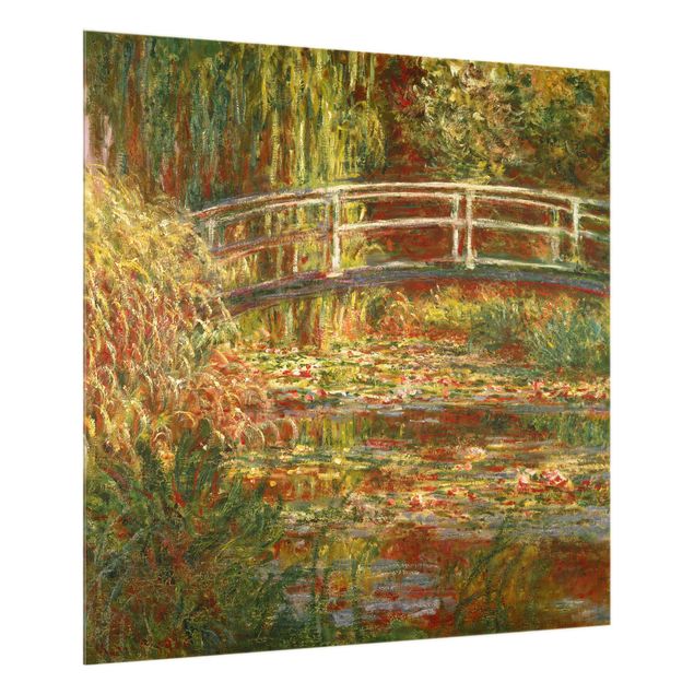 Glass splashback kitchen abstract Claude Monet - Waterlily Pond And Japanese Bridge (Harmony In Pink)