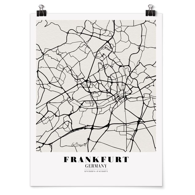 Poster city, country & world maps - Frankfurt City City Map - Classical