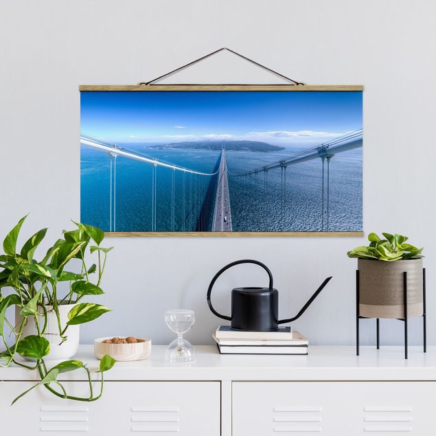 Fabric print with poster hangers - Bridge To The Island