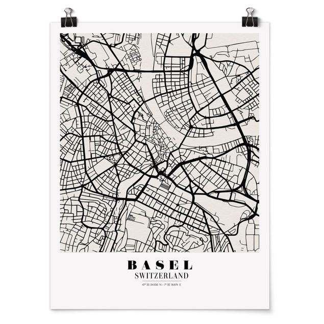 Poster city, country & world maps - Basel City Map - Classic