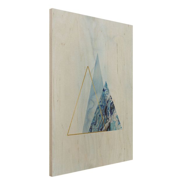 Print on wood - Geometry In Blue And Gold II