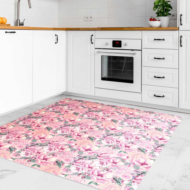 outdoor patio rugs Pink Flower Dream Pastel Roses In Watercolour