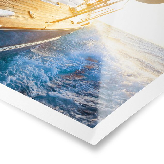 Poster beach - Sailboat On Blue Ocean In Sunshine