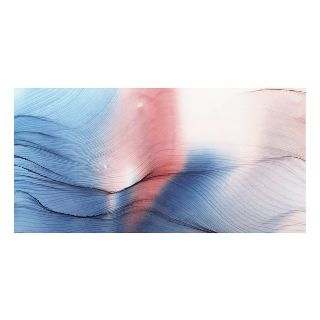 Splashback - Mottled Colour Dance In Blue With Red - Landscape format 2:1