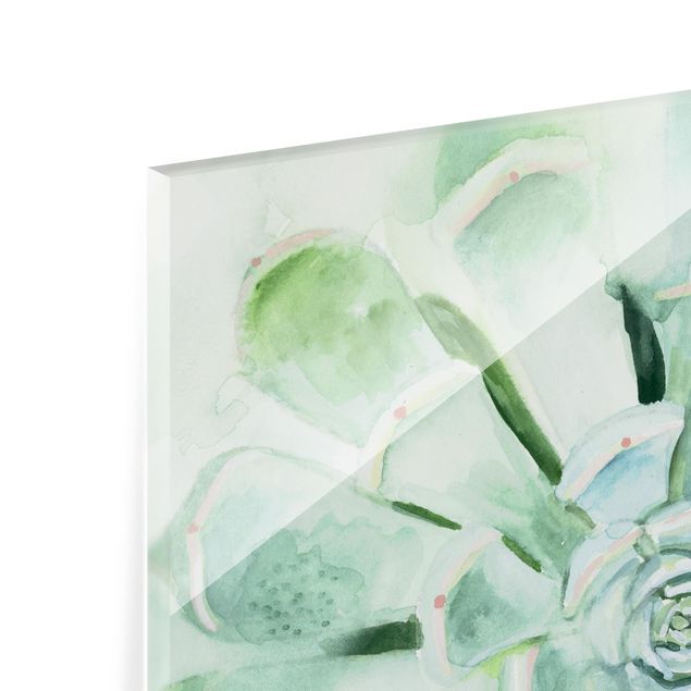 Glass Splashback - Succulent Watercolor Bright - Square 1:1
