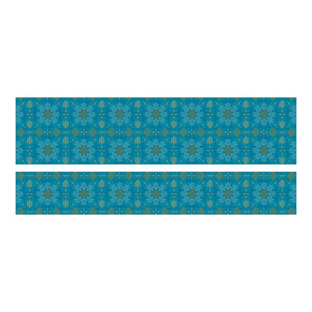 Adhesive film for furniture IKEA - Malm bed 180x200cm - Oriental Ornament Turquoise