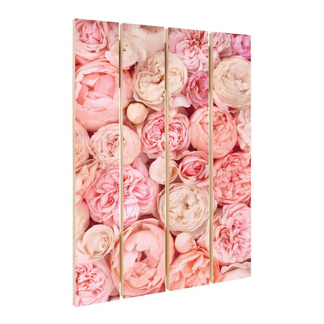 Print on wood - Roses Rosé Coral Shabby