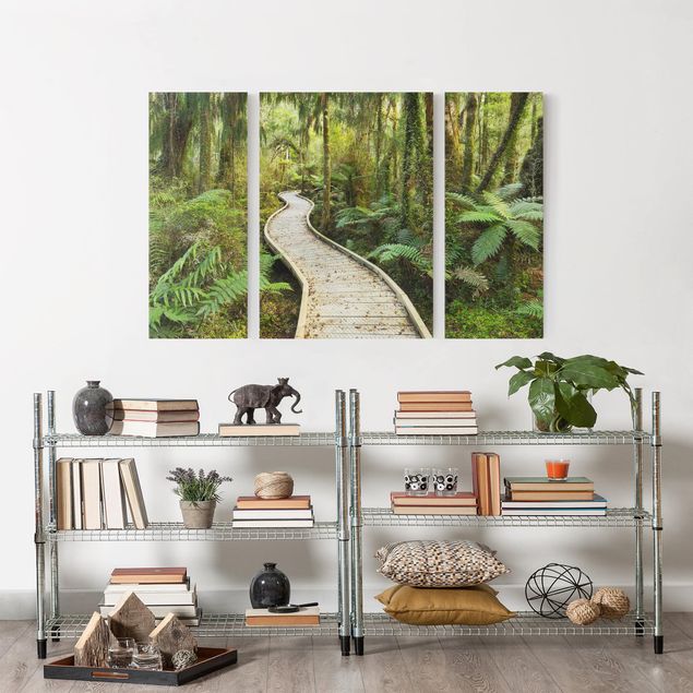 Print on canvas 3 parts - Path In The Jungle