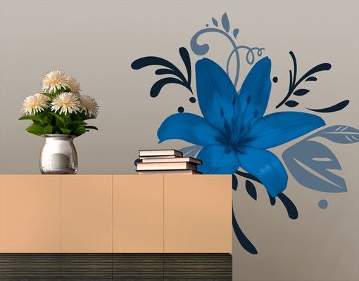 Floral wall stickers No.BP19 Lily Dream Blue