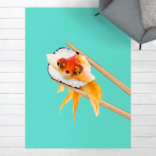 outdoor balcony rug Sushi With Goldfish