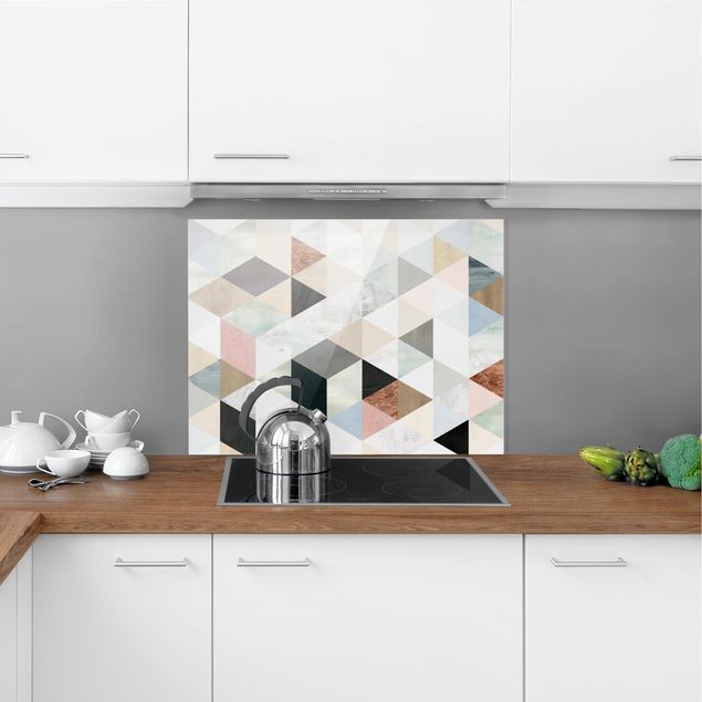 Glass splashback abstract Watercolor Mosaic With Triangles I