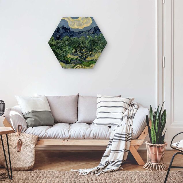 Wooden hexagon - Vincent Van Gogh - Olive Trees