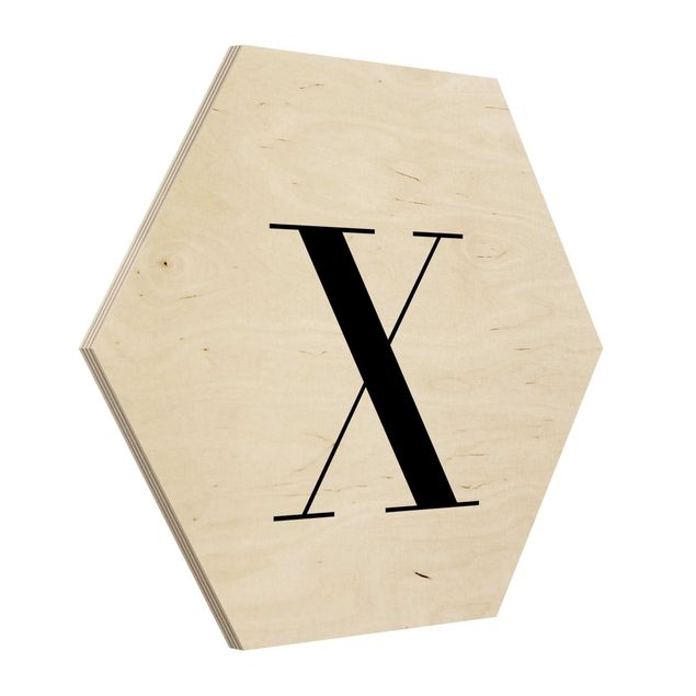 Wooden hexagon - Letter Serif White X