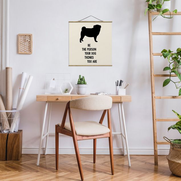 Fabric print with poster hangers - Thinking Pug