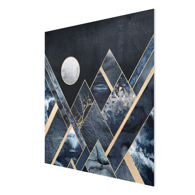 Print on forex - Golden Moon Abstract Black Mountains