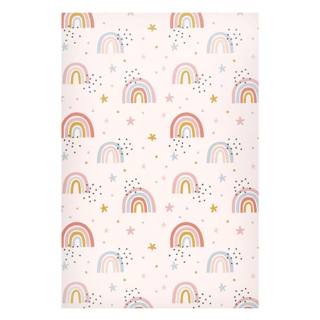 Magnetic memo board - Rainbow World With Stars And Dots