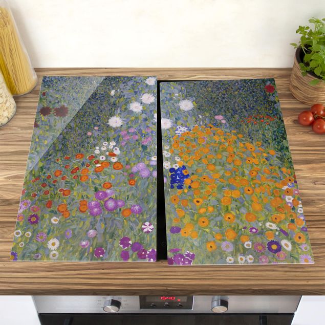 Glass stove top cover - Gustav Klimt - Cottage Garden