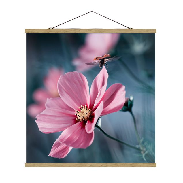 Fabric print with poster hangers - Ladybud Taking Off