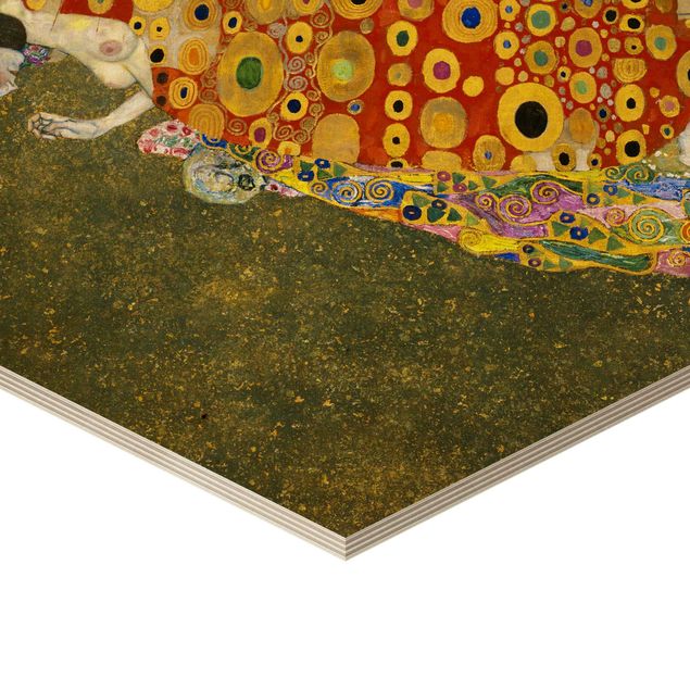 Wooden hexagon - Gustav Klimt - Hope II
