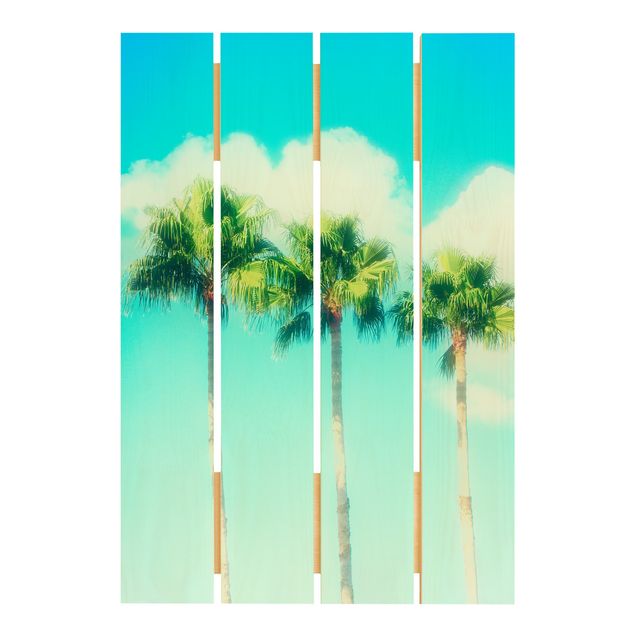 Print on wood - Palm Trees Against Blue Sky