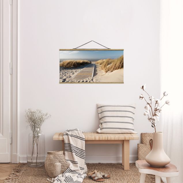 Fabric print with poster hangers - Baltic Sea Beach