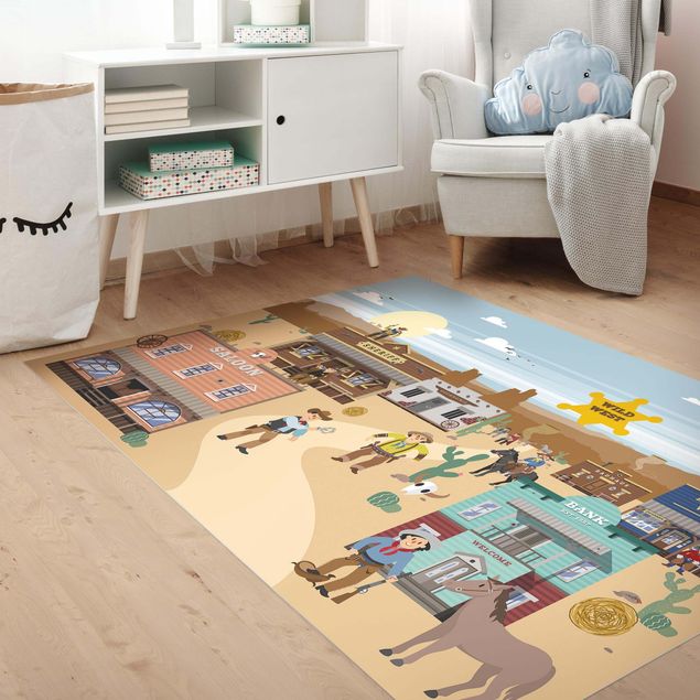 playroom rugs Playoom Mat Wild West - In Front Of The Saloon