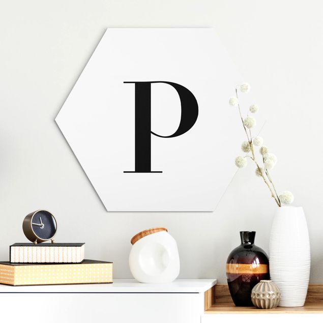 Alu-Dibond hexagon - Letter Serif White P