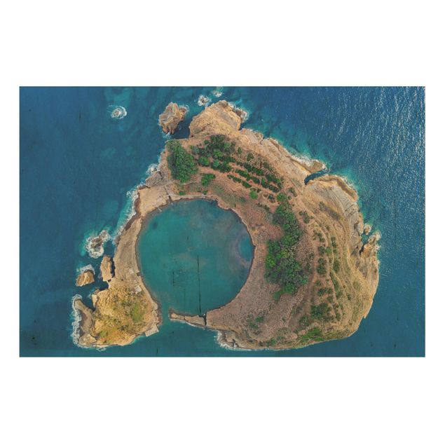 Wood print - Aerial View - The Island Of Vila Franca Do Campo