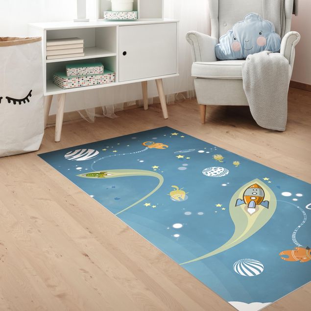 Runner rugs No.MW16 Colourful Hustle And Bustle In Space