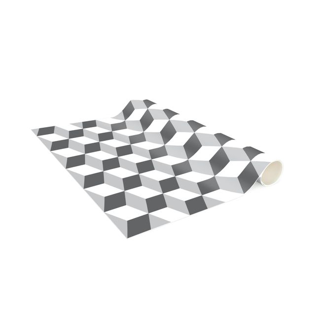 tile effect rug Geometrical Tile Mix Cubes Grey